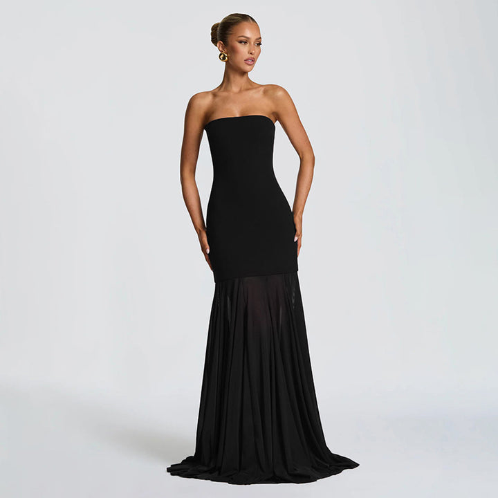 Damer Elegant kveldsdrakt med transparente draperinger Skjora