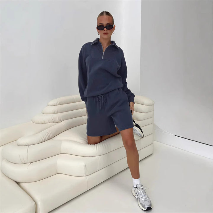 Damer sporty fleece sett med glidelås Skjora