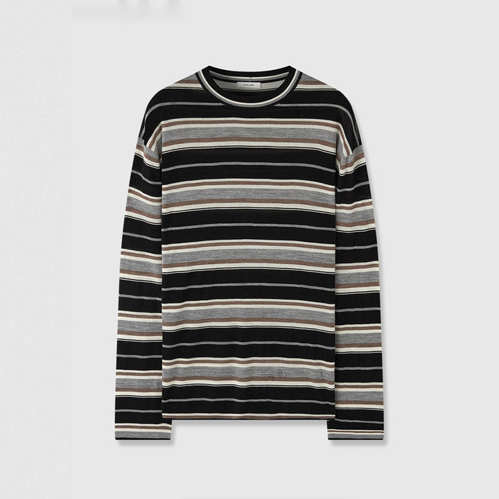 Dame Langerm T-skjorte med moderne stripemønster Skjora