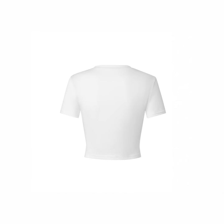 Dame Crop-Top med motiverende tekst og figursydd snitt Skjora