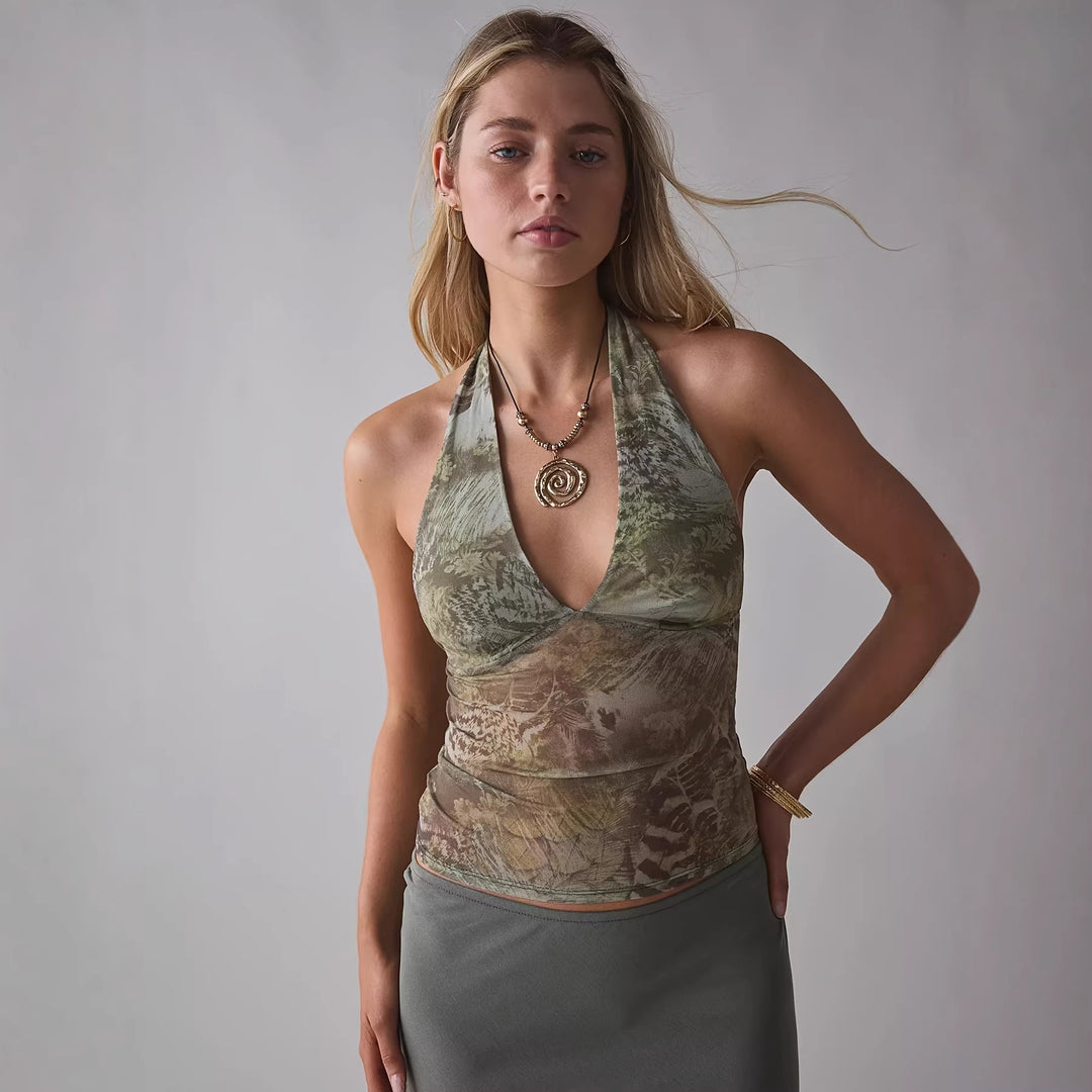 Women's Elegant and close-fitting top in a trendy pattern Skjora