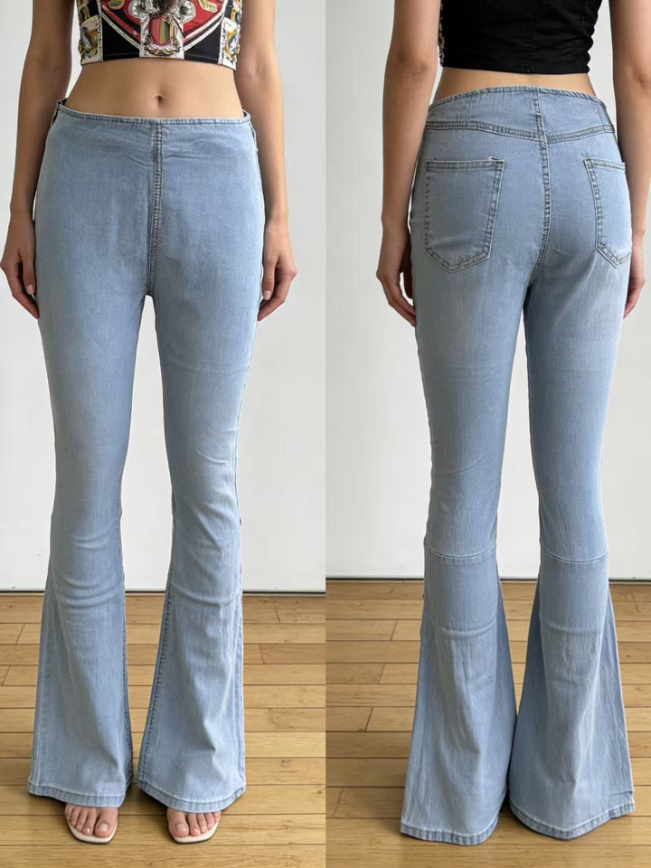 Dame moderne Flared Jeans med høy midje og komfortabel passform Skjora