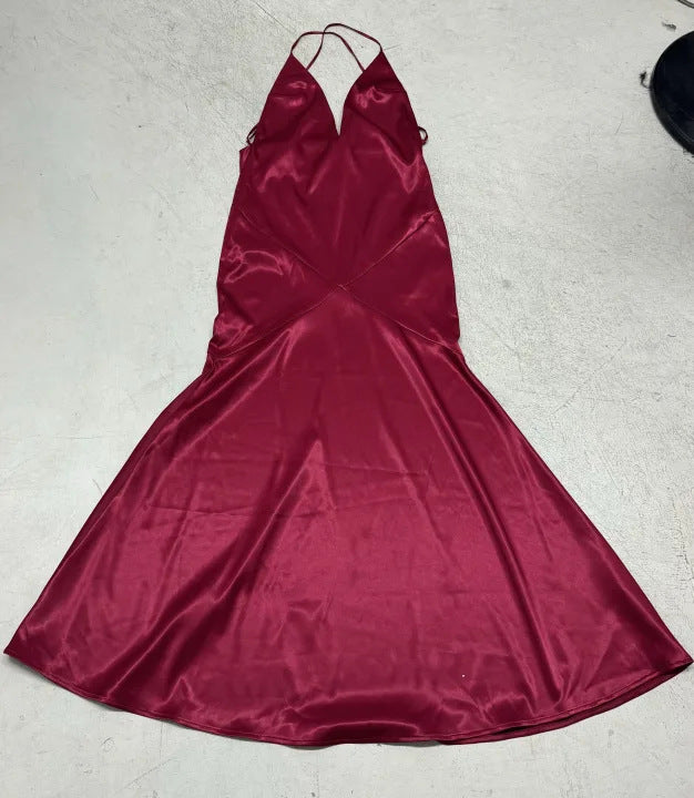 Dame elegant Maxikjole med dyp V-hals og flytende stoff Skjora