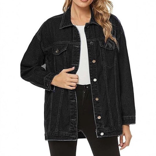 Kvinnes avslappet denimjakke med oversized passform Skjora