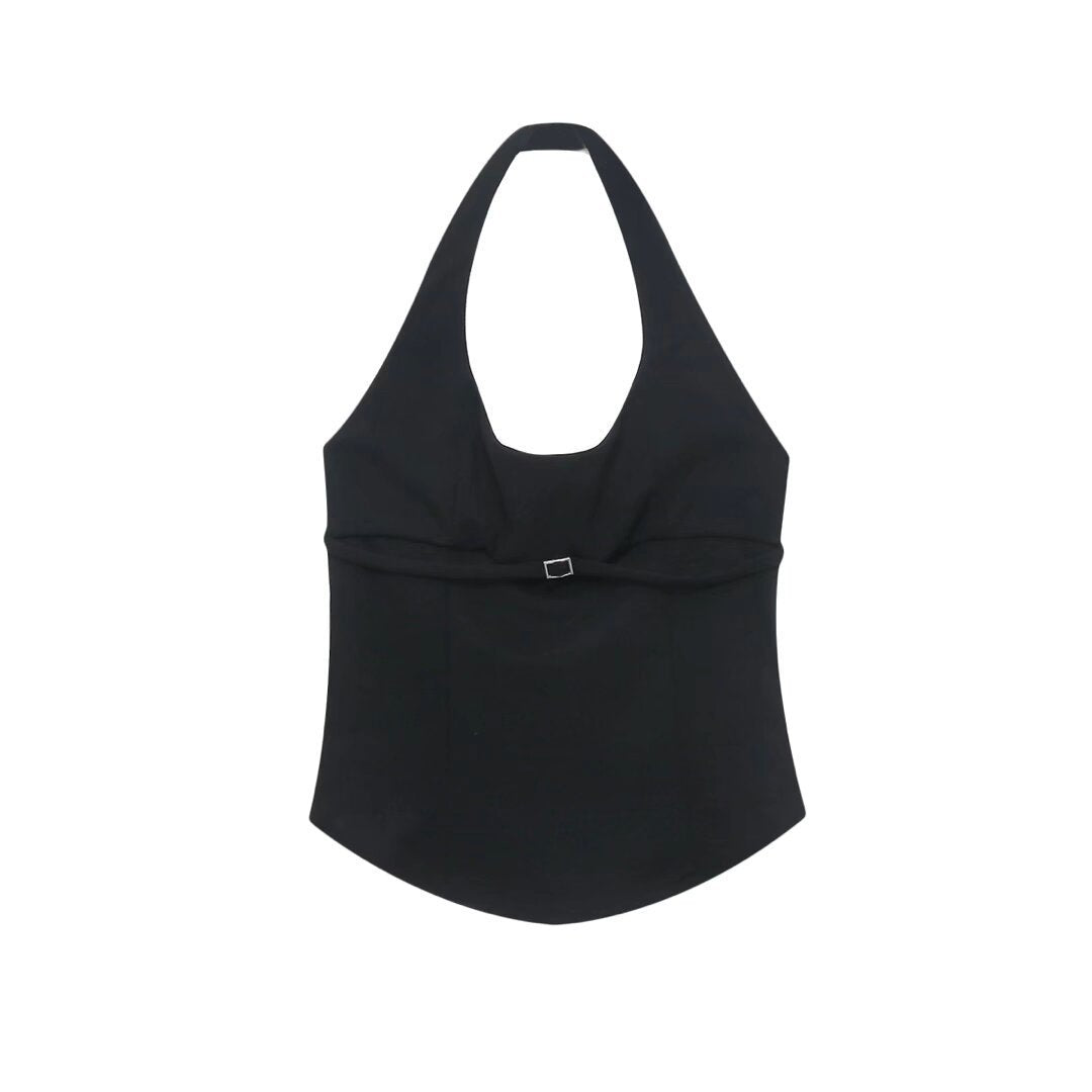 Damer elegant halterneck-overdel med raffinert knute-detalj Skjora