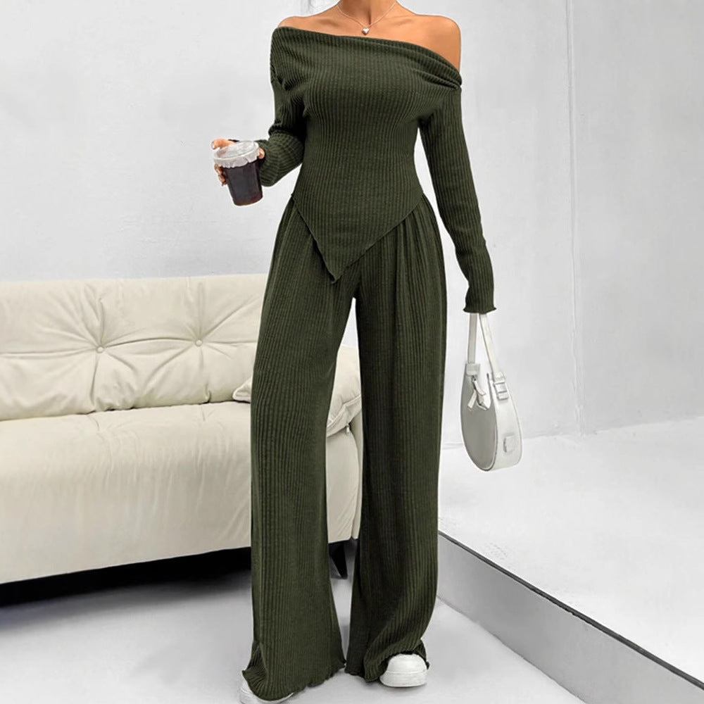 Dame figurnær jumpsuit med asymmetrisk utringning og lange ermer Skjora