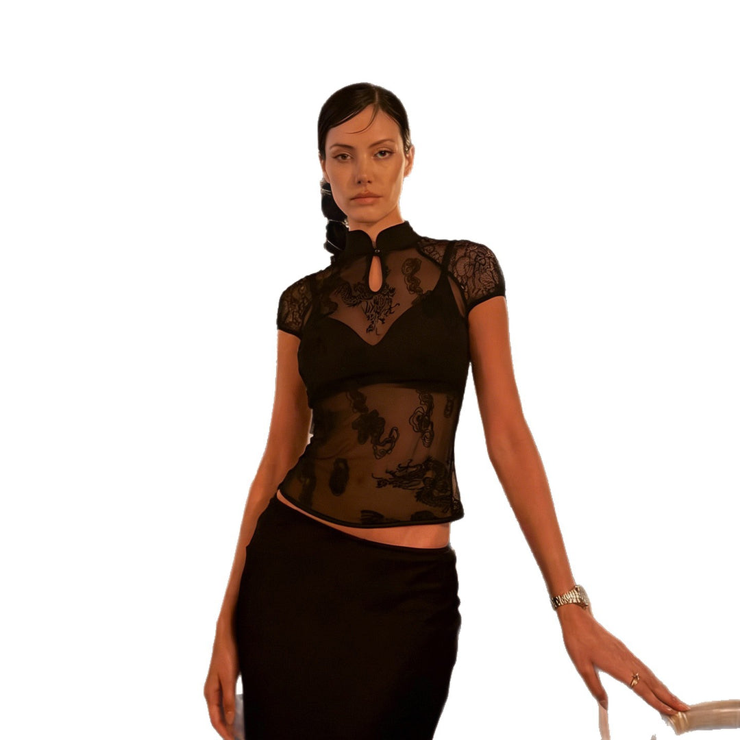 Dame elegant spissbluse med diskré accenter Skjora