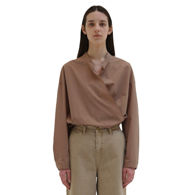 Kvinne asymmetrisk skjorte bluse med minimalistisk design Skjora