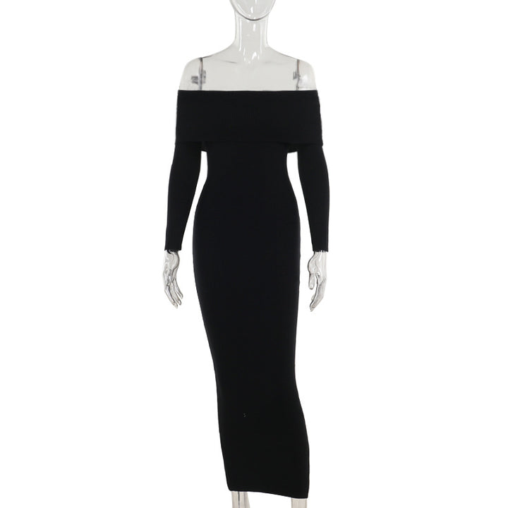 Dame off-shoulder maxikjole med lange ermer og elegant snitt Skjora