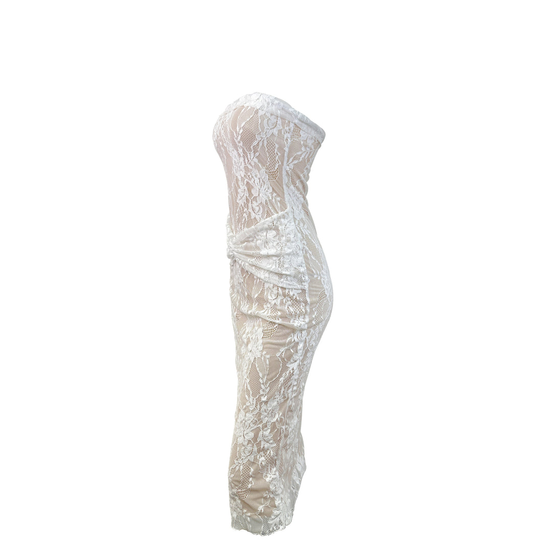 Dame spetskjole med figurskapende design og elegant knutedetalj Skjora