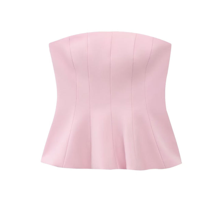 Dame Bustier-overdel med figurskapende snitt og elegant plissé Skjora