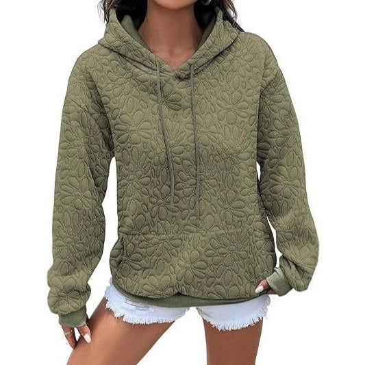Mote sweatshirt for kvinner med teksturert blomsterdesign Skjora