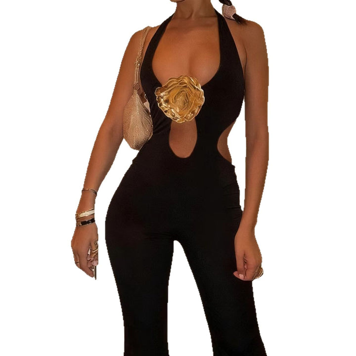 Dame Elegant Jumpsuit med uslåelig cut-out-design og høy krage Skjora