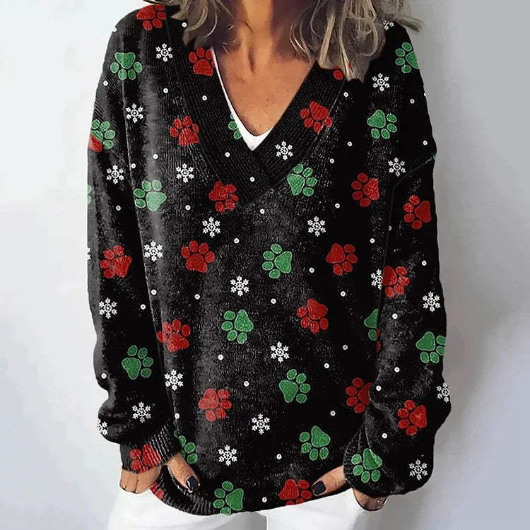 Ladies knitted sweater with detailed landscape pattern Skjora