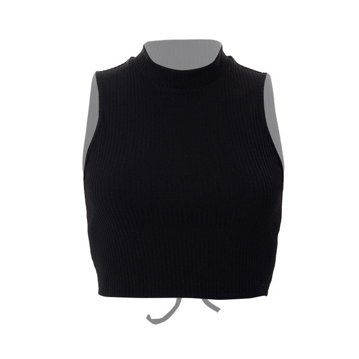 Damer Høyhalsede Crop-Top i Ribbestrikk Skjora