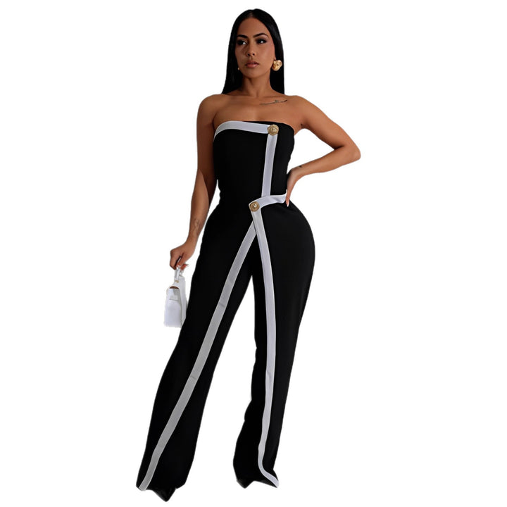 Dame jumpsuit med elegant bustier-overdel og kontrasterende søm midtpunkt Skjora