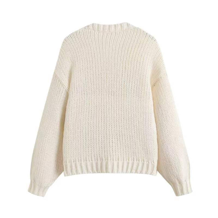 Kvinne cardigan med fruktige appliquéer og moderne knappedetaljer Skjora