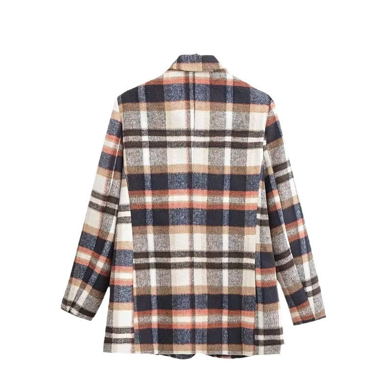 Dame rutete blazerdress med elegante lommer Skjora