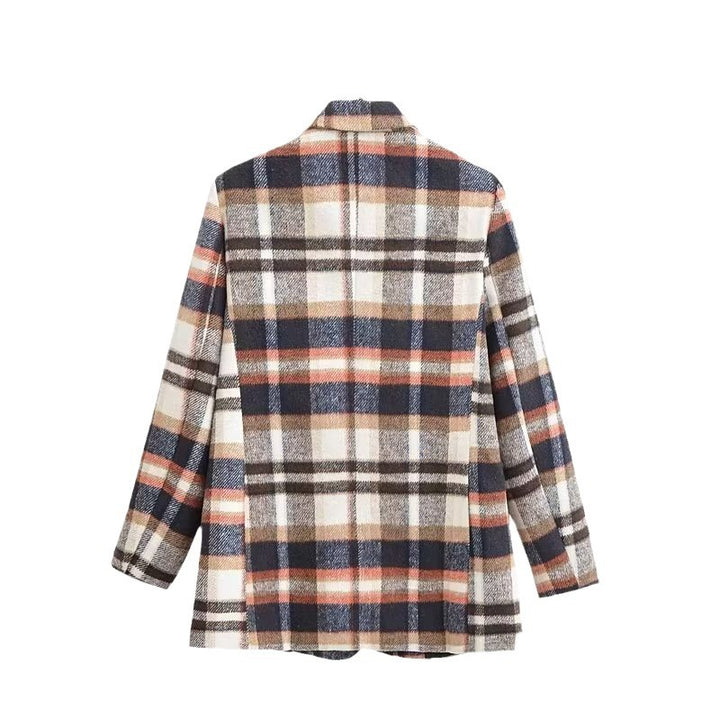 Dame rutete blazerdress med elegante lommer Skjora