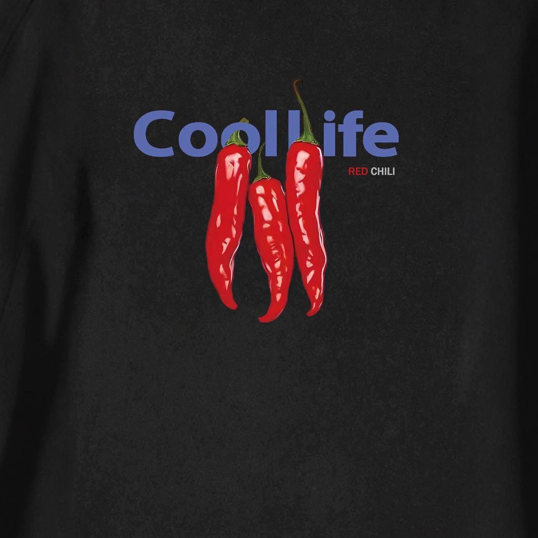 Damer oversized T-skjorte med kreativt chili-motiv og avslappet snitt Skjora