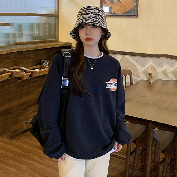 Dame casual oversized genser med stilig logo og behagelig myk innvendig fôr Skjora