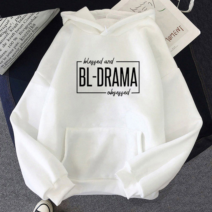 Dame hoodie med moderne statementtrykk Skjora