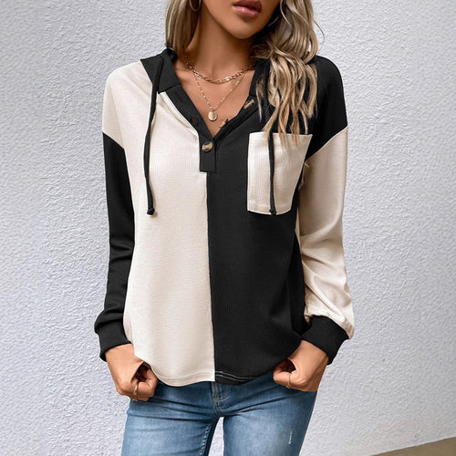 Dame casual hettegenserbluse med kontrastfarger Skjora