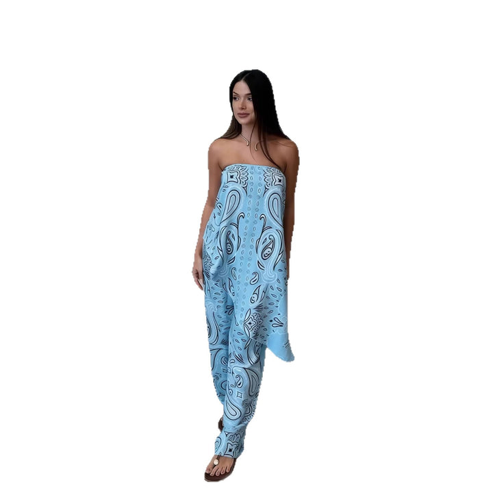 Damer casual jumpsuit med vid snitt och stiligt mönster Skjora