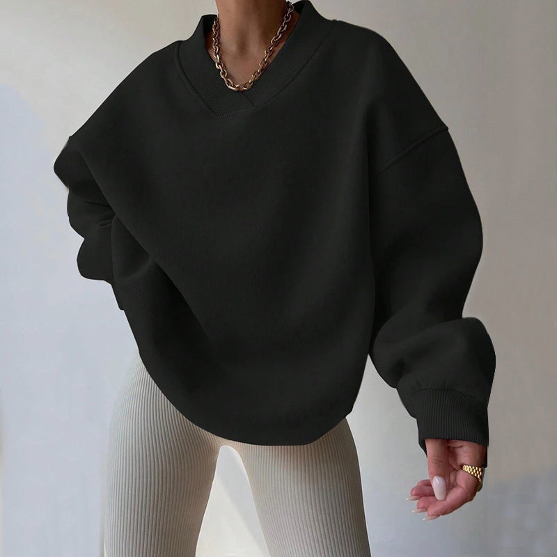 Dame Oversized Sweatshirt med V-hals Skjora