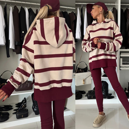 Kvinne Oversized Hoodie i Leopardmønster Skjora
