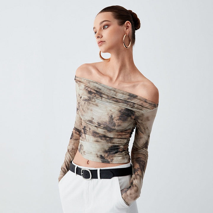 Damer Elegant overdel med offshoulder-passform og drapert design Skjora
