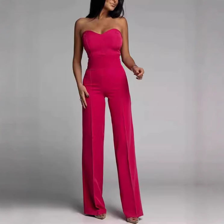 Dame elegant jumpsuit med av-skulder design og bred ben Skjora