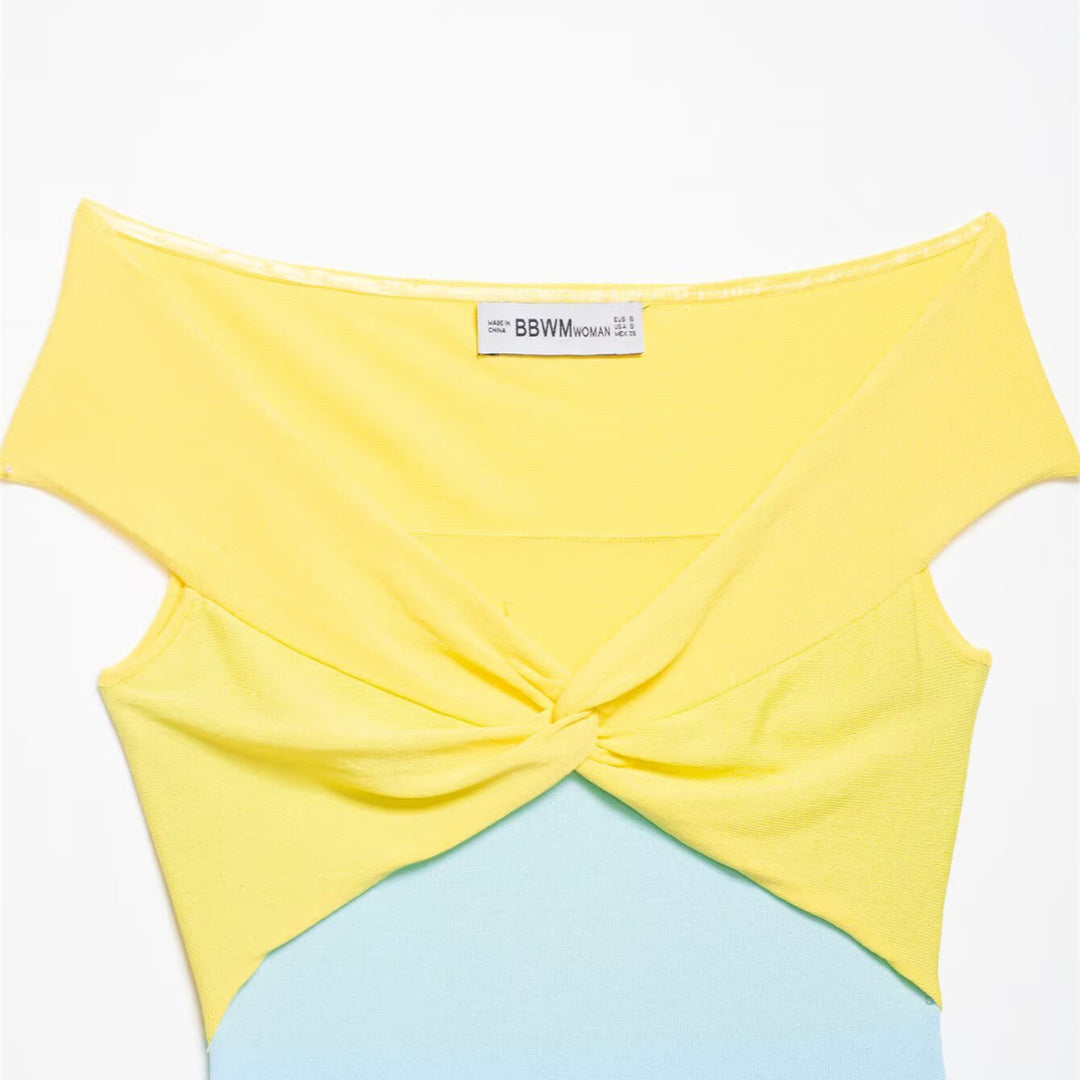 Damer Off-Shoulder Top med knute-detalj og gradient Skjora