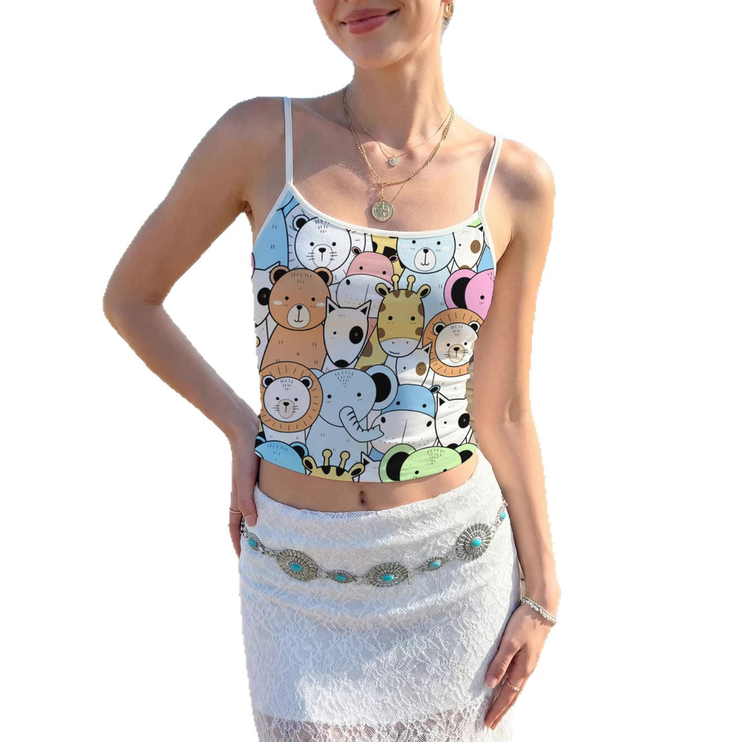 Dame Crop-Top med blomsterdesign og justerbare stropper Skjora