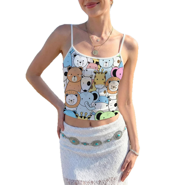 Dame Crop-Top med blomsterdesign og justerbare stropper Skjora