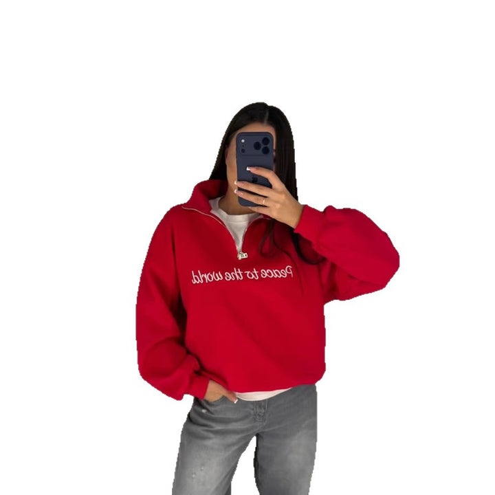 Damer uformell sweatshirt med høy krage og motivasjonsbokstaver Skjora