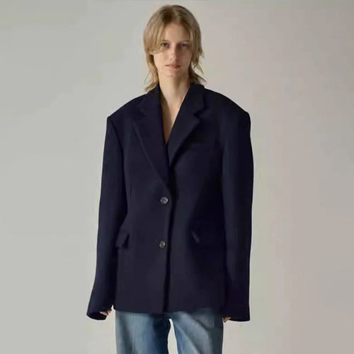 Dame elegant oversized blazer med raffinert innermantel Skjora