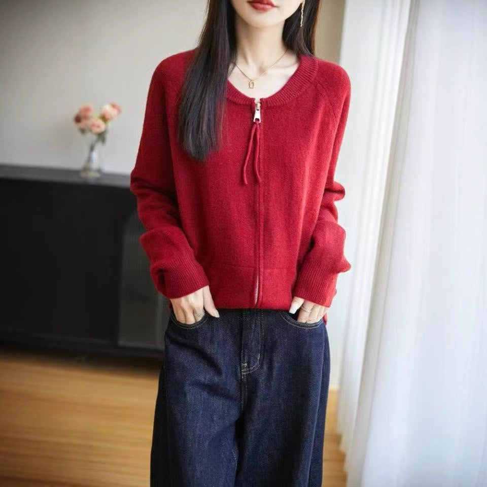 Dame cardigan med glidelås og praktiske lommer Skjora