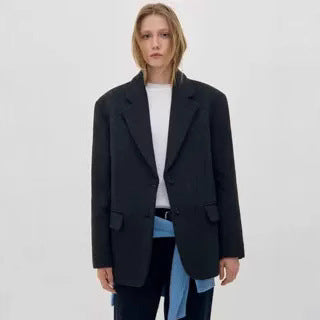 Damer Klassisk Oversized Ull Blazer Skjora
