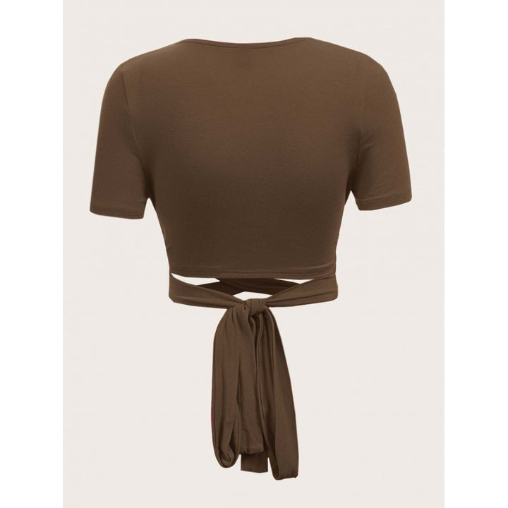 Dame En-side drapert Crop-Top med bindebånd Skjora