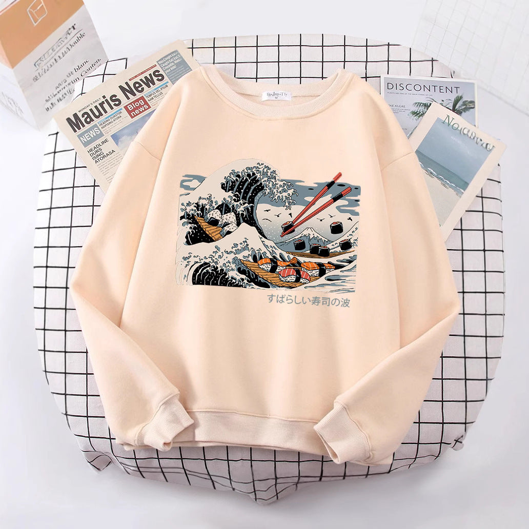 Dame sweatshirt med kunstnerisk bølgedesign og behagelig passform Skjora