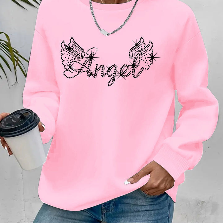 Kvinne sweatshirt med glitrende trykk og avslappet passform Skjora