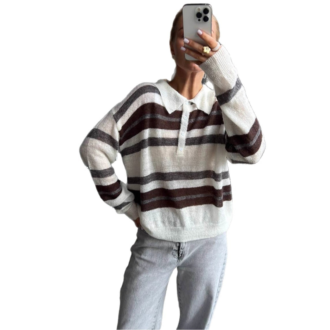 Damer elegant langermet bluse med knappestolpe og løs passform Skjora