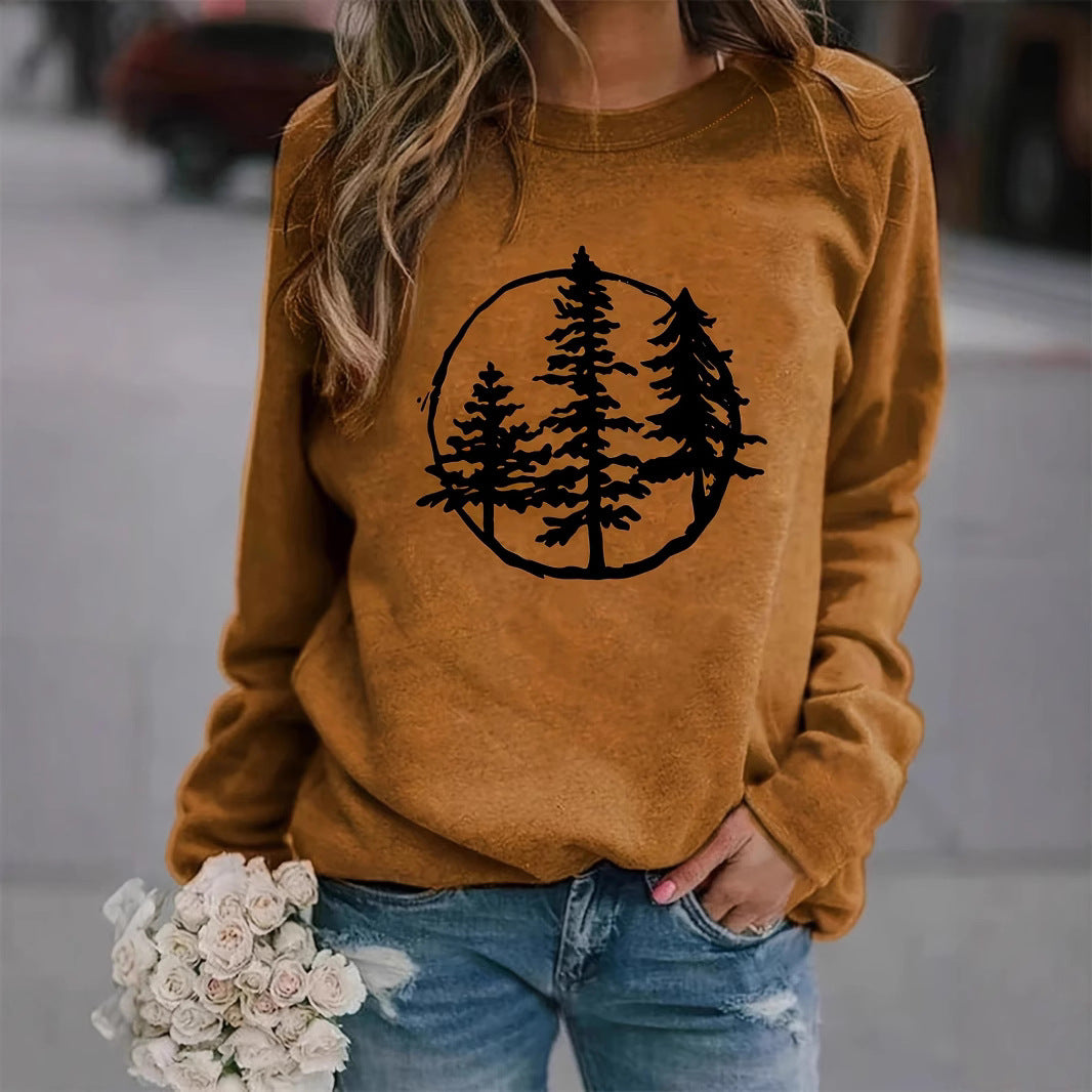 Kvinnelig sweatshirt med kult naturmotiv og avslappet passform Skjora