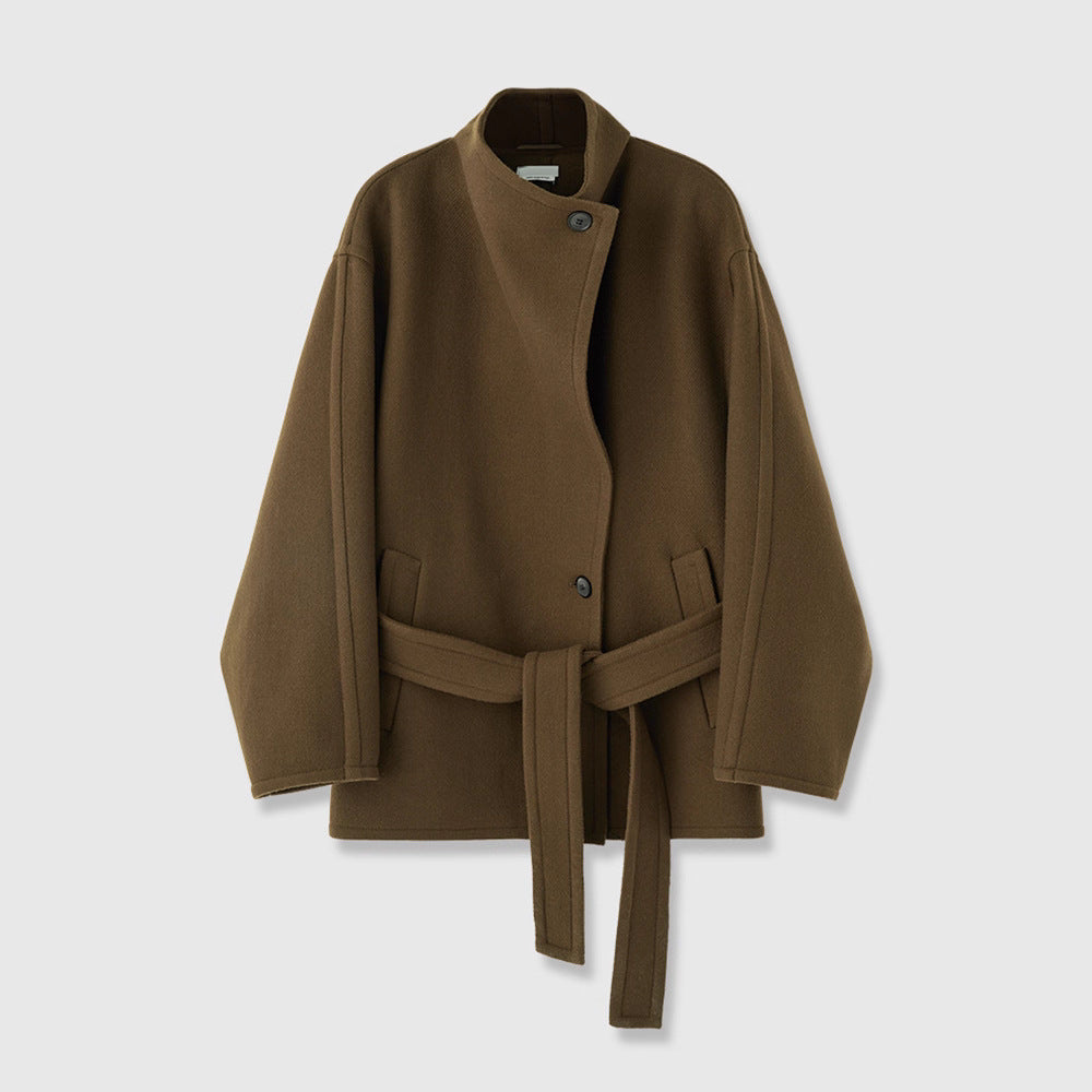 Dame elegant oversized frakk med belte