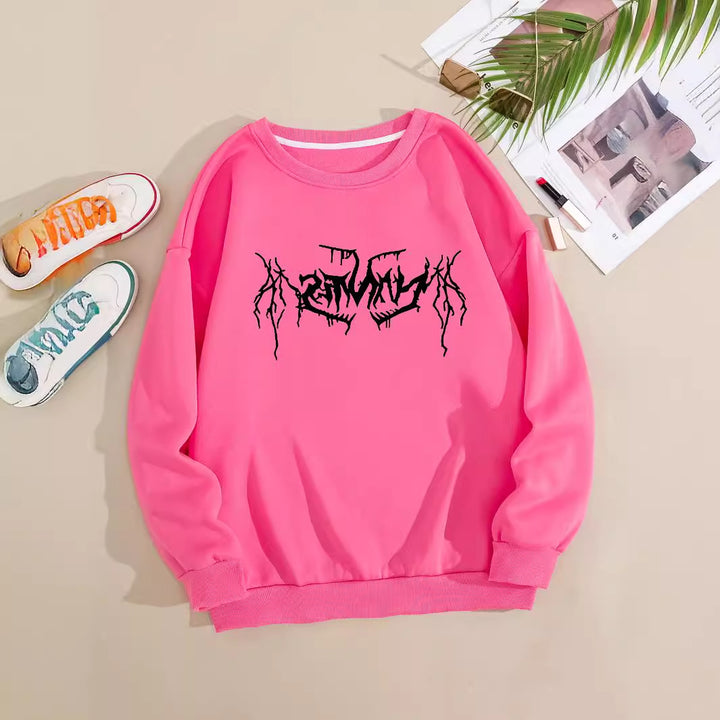 Dame casual sweatshirt med moderne grafisk design Skjora