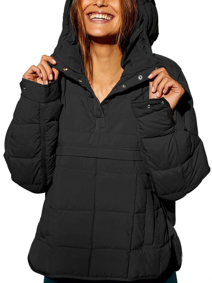 Kvinne Plus Size Polstret Jakke med Hette Skjora