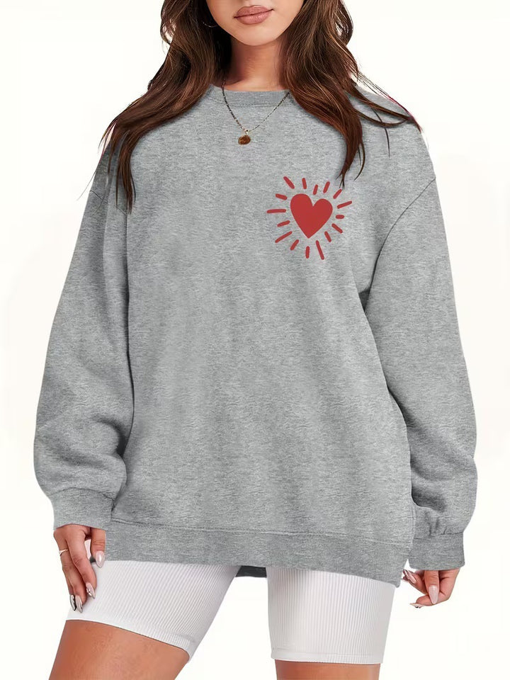 Dames sweatshirt med casual hjerte-motiv og oversized passform Skjora