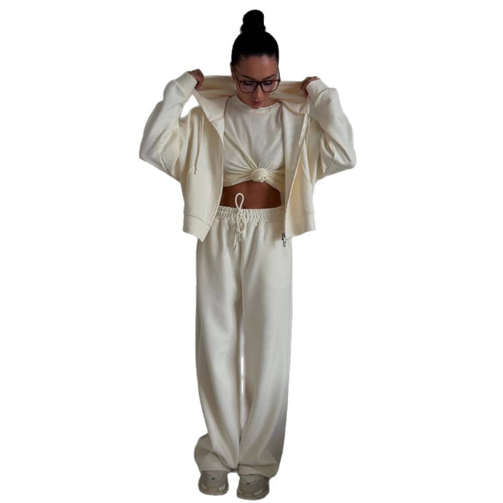 Dame Loungewear Sett med Hettegenser og Vide Bukser Skjora