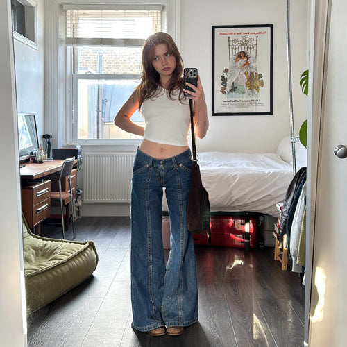 Dame vidde jeans med høy midje og moderne snitt Skjora